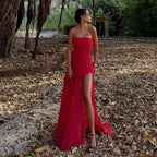 Strapless Asymmetric Maxi Dress