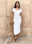 Side-Slit Stretch-Blend Dress with Square Neckline