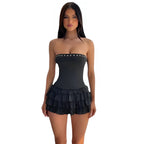 Strapless Dress with Eyelet Details