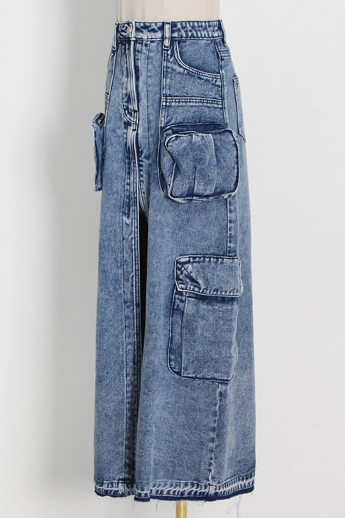 Denim A-Line Pocket-Detail Skirt