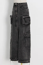 Denim A-Line Pocket-Detail Skirt