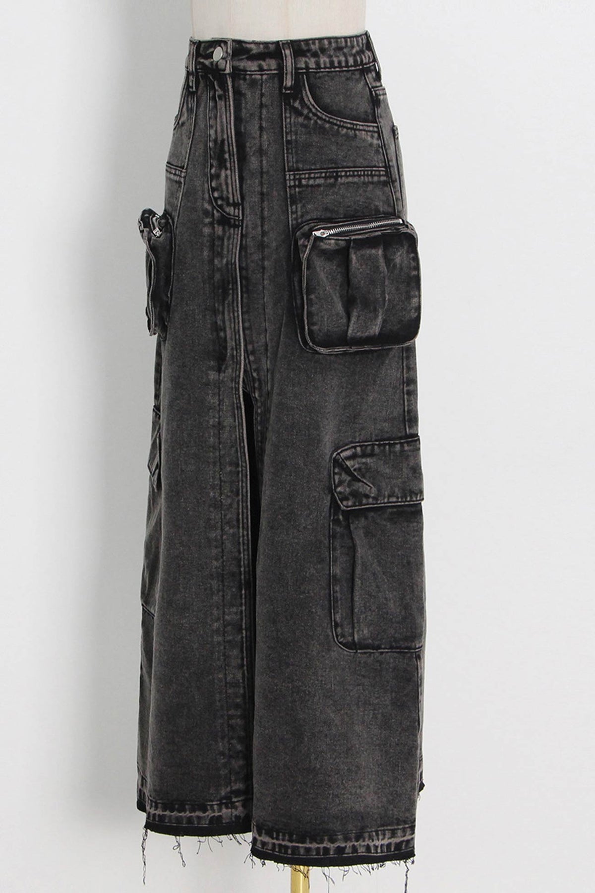 Denim A-Line Pocket-Detail Skirt