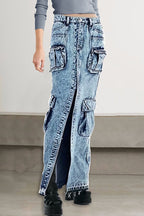 Denim A-Line Pocket-Detail Skirt
