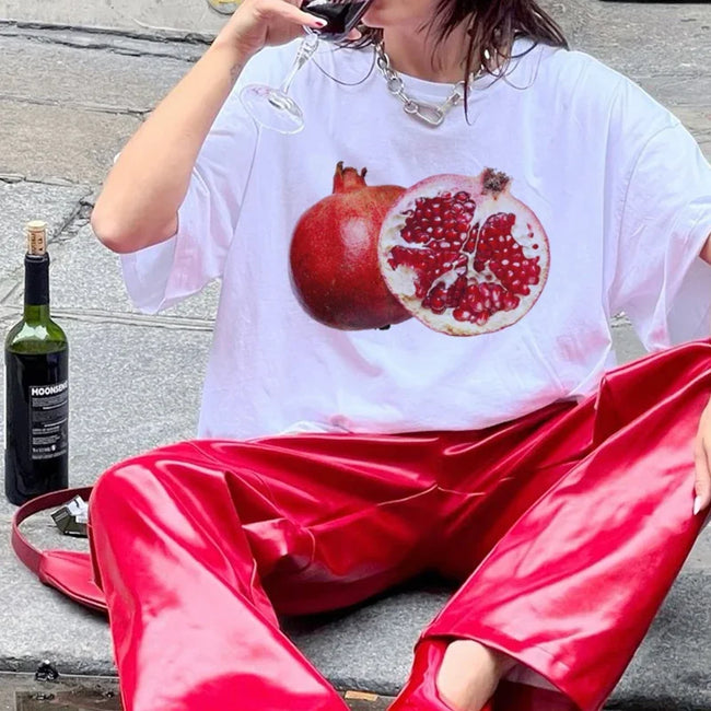 Pomegranate 90s Retro Fruit T-shirt WHITE / S t-shirt-250223 Main image