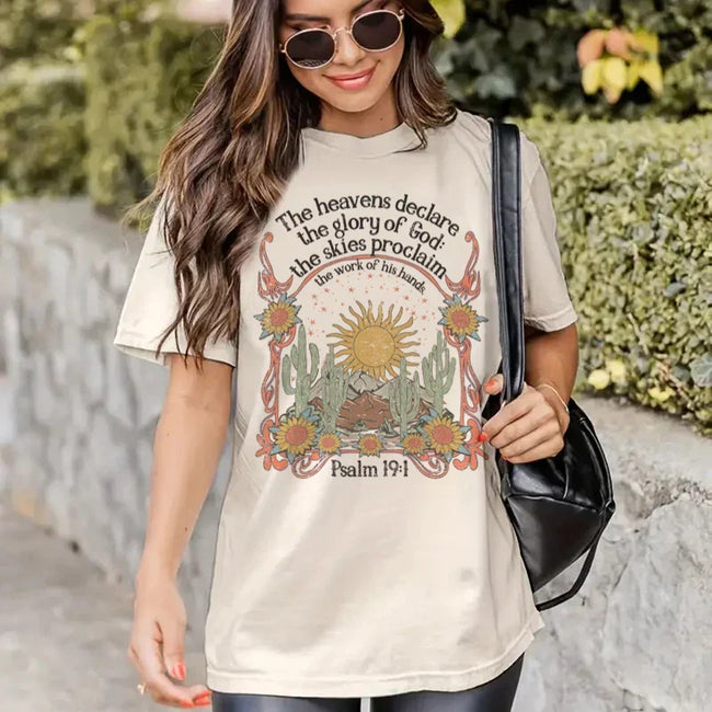 Psalm 19:1 Jesus Faith T-shirt Khaki / S t-shirt-250223 Main image