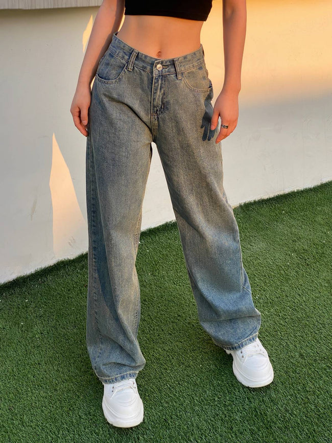90s Washed High Waist Boyfriend Jeans Blue / S Boyfriend Jeans Main image