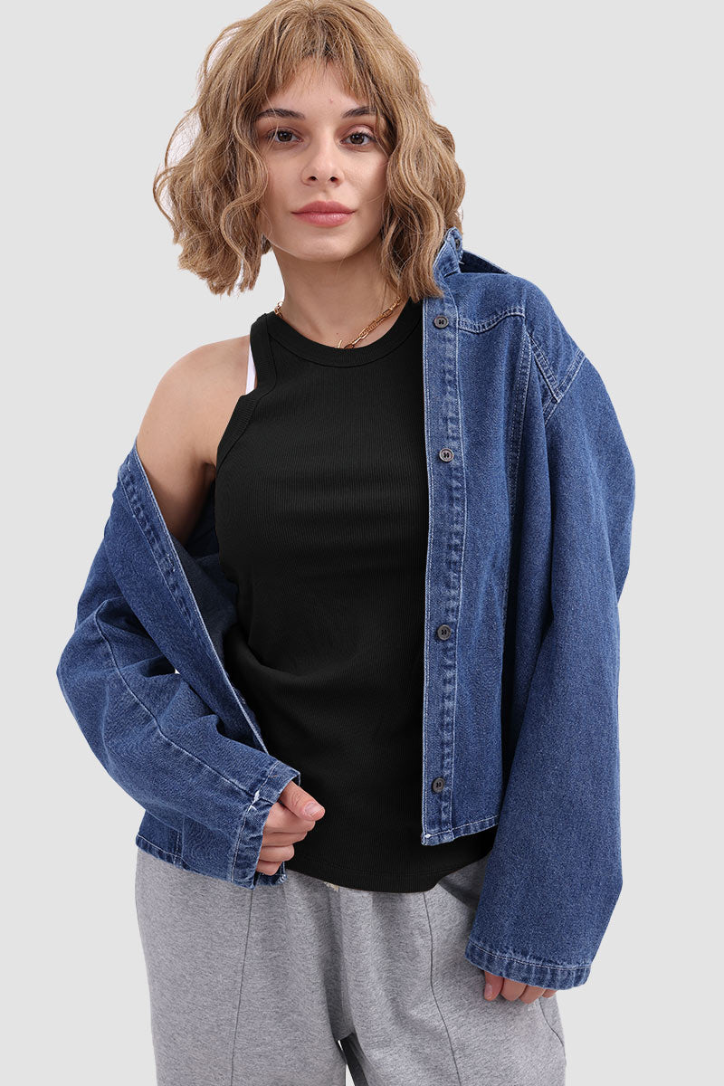 Knit Tank Top with Round Neckline