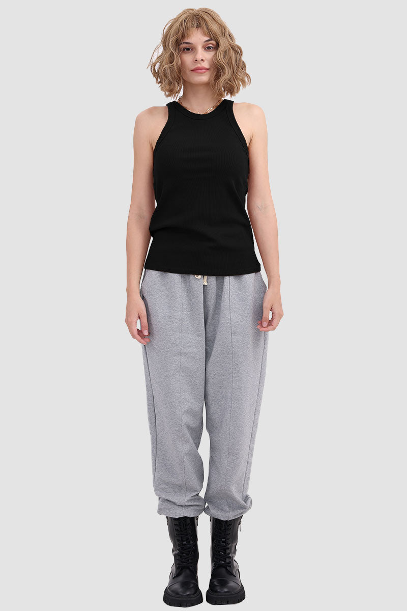 Knit Tank Top with Round Neckline