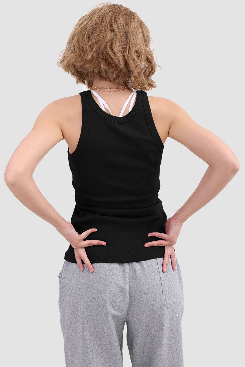 Knit Tank Top with Round Neckline