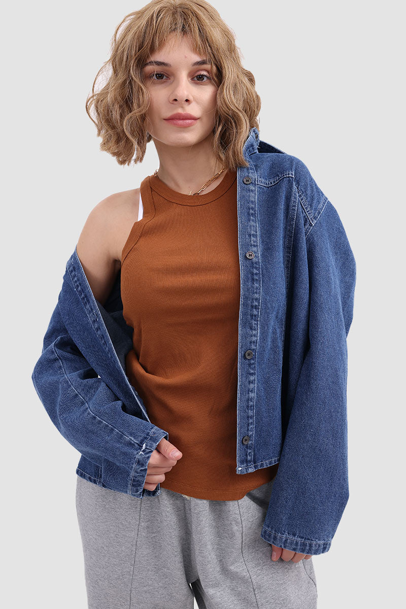 Knit Tank Top with Round Neckline
