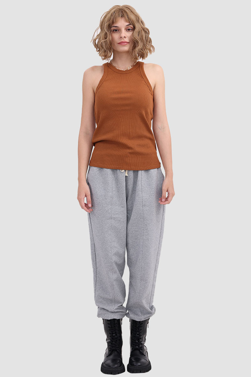Knit Tank Top with Round Neckline