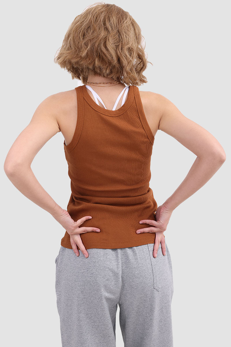 Knit Tank Top with Round Neckline