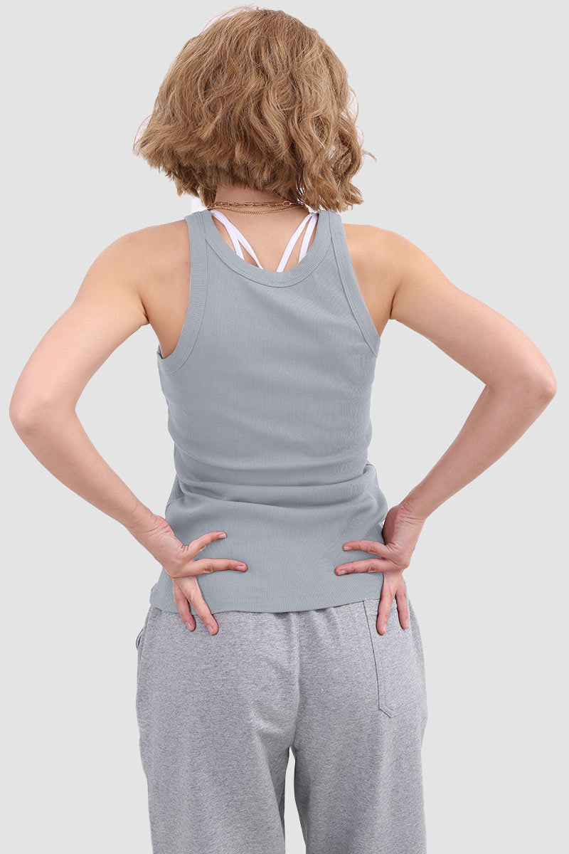 Knit Tank Top with Round Neckline