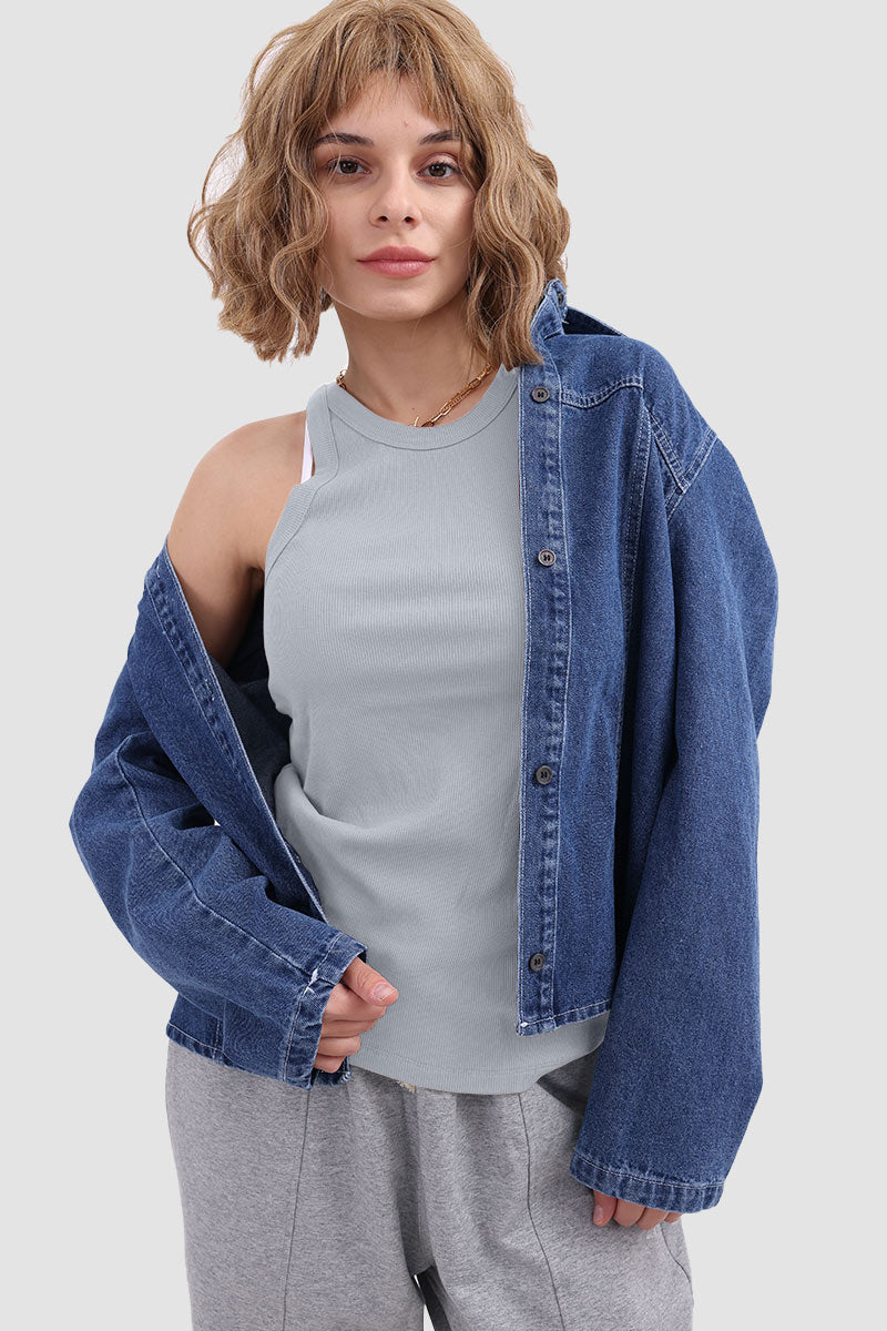 Knit Tank Top with Round Neckline