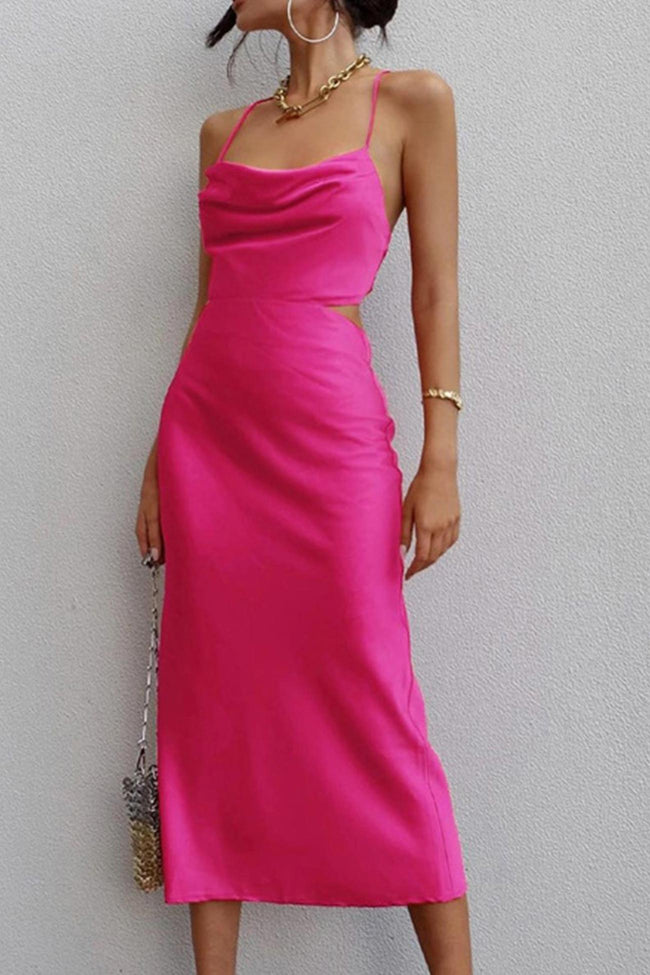 Rose-Detail Cross-Detail Tie-Back Dress Main image