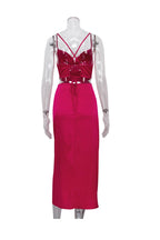 Rose-Detail Cross-Detail Tie-Back Dress