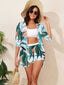 Printed High Waist Monokini Two Piece Set green / S