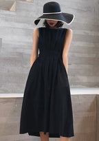 Polyester Crew-Neck Midi Dress