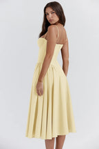 Corset-Style Midi Sundress with Sleeveless Cut