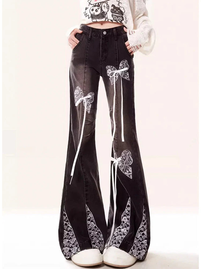 Dark Gothic Flare Denim Trouser Main image