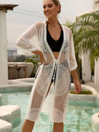 Embroidery Mesh Bikini Cover Up WHITE / One Size
