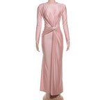 Pleated High-Rise Maxi Dress with Round Neckline