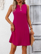 Off-Shoulder Button-Detail Dress