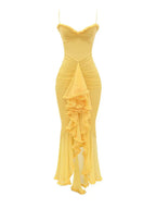 Mesh Ruffled Asymmetric Dress