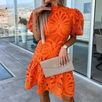 Polyester V-Neck Mini Dress