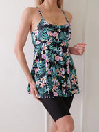 Printed Knee Shorts Tankini Two Piece Set