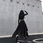 Irregular High Waist Long Skirt black / One Size