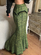 Antique Lace Mermaid Skirt Green / S