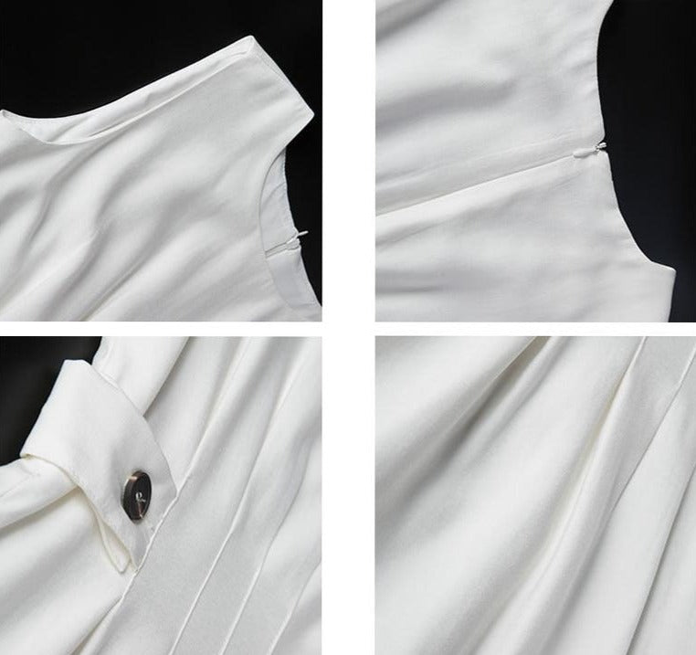 Polyester Crew-Neck Midi Dress