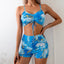 High Waist Thong Bikini Two Piece Set Blue / S