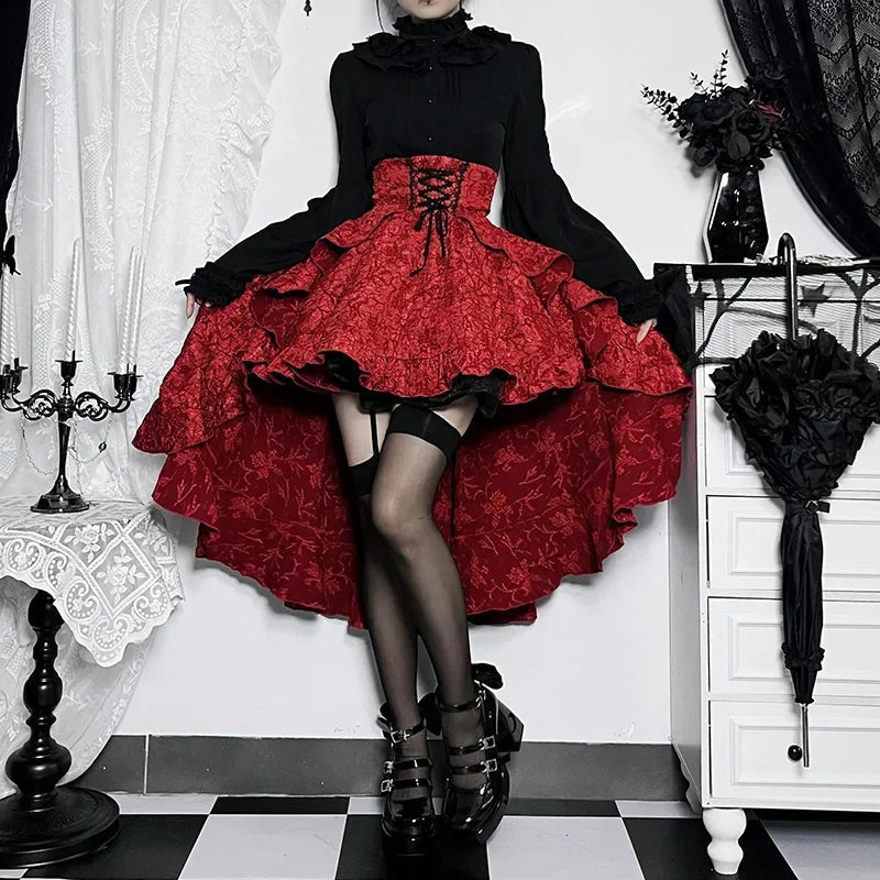 Pleated Bodice Antique Skirt red / S
