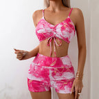 High Waist Thong Bikini Two Piece Set Hot Pink / S