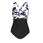 Floral Cut Out Back Tie One Piece Set blue / XS