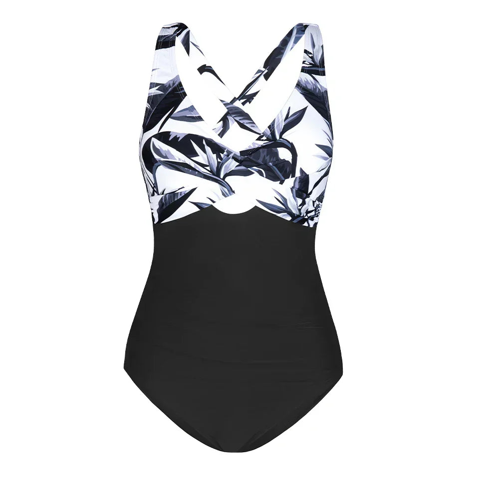 Floral Cut Out Back Tie One Piece Set blue / XS