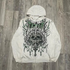 Y2K Mysterious Printed Zipper Hoodie white / S