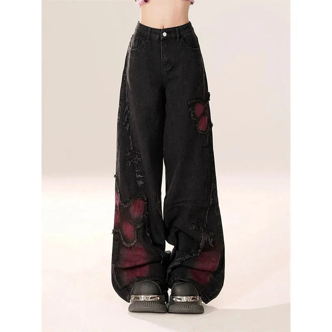 Dark Loose Butterfly Denim Pant Black / S Main image