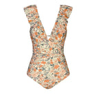 Ruffled Tie Back Floral One Piece Set color3 / XS