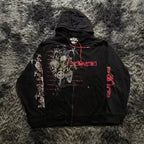 Distress Vintage Gothic Skull Hoodie black4 / S