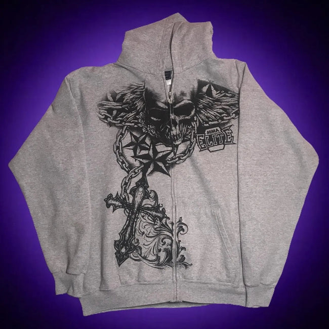 Gothic Dim Skull Print Pullover Hoodie SKY BLUE / M Main image