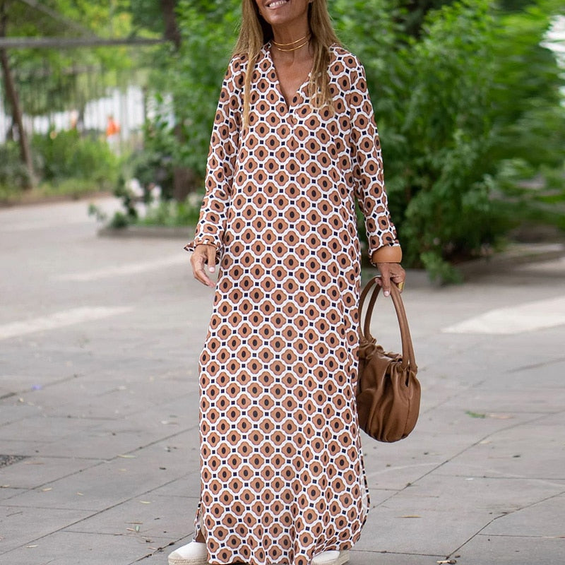 V-Neck Side-Slit Maxi Dress