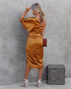 Silk Dress with Pleats