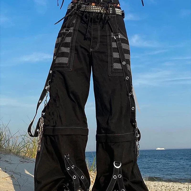 Rebellious Dark Y2K Wide Leg Trouser WHITE / S