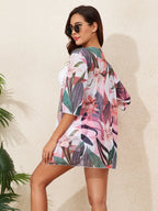 Printed High Waist Monokini Two Piece Set