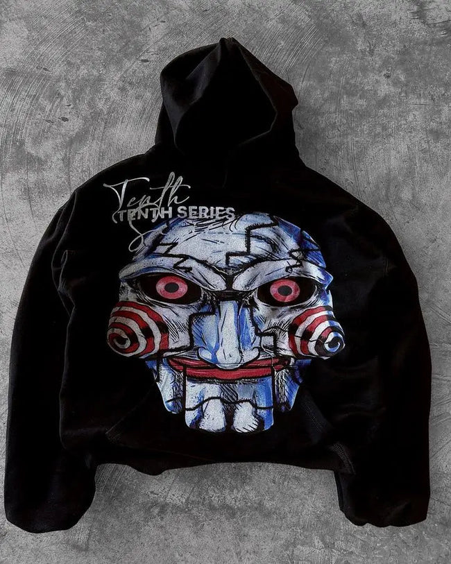 Dark Vintage Visual Print Hoodie black2 / S Main image