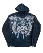 Distress Vintage Gothic Skull Hoodie black5 / S