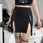 Zip Split High Waist Pencil Skirt Black / S